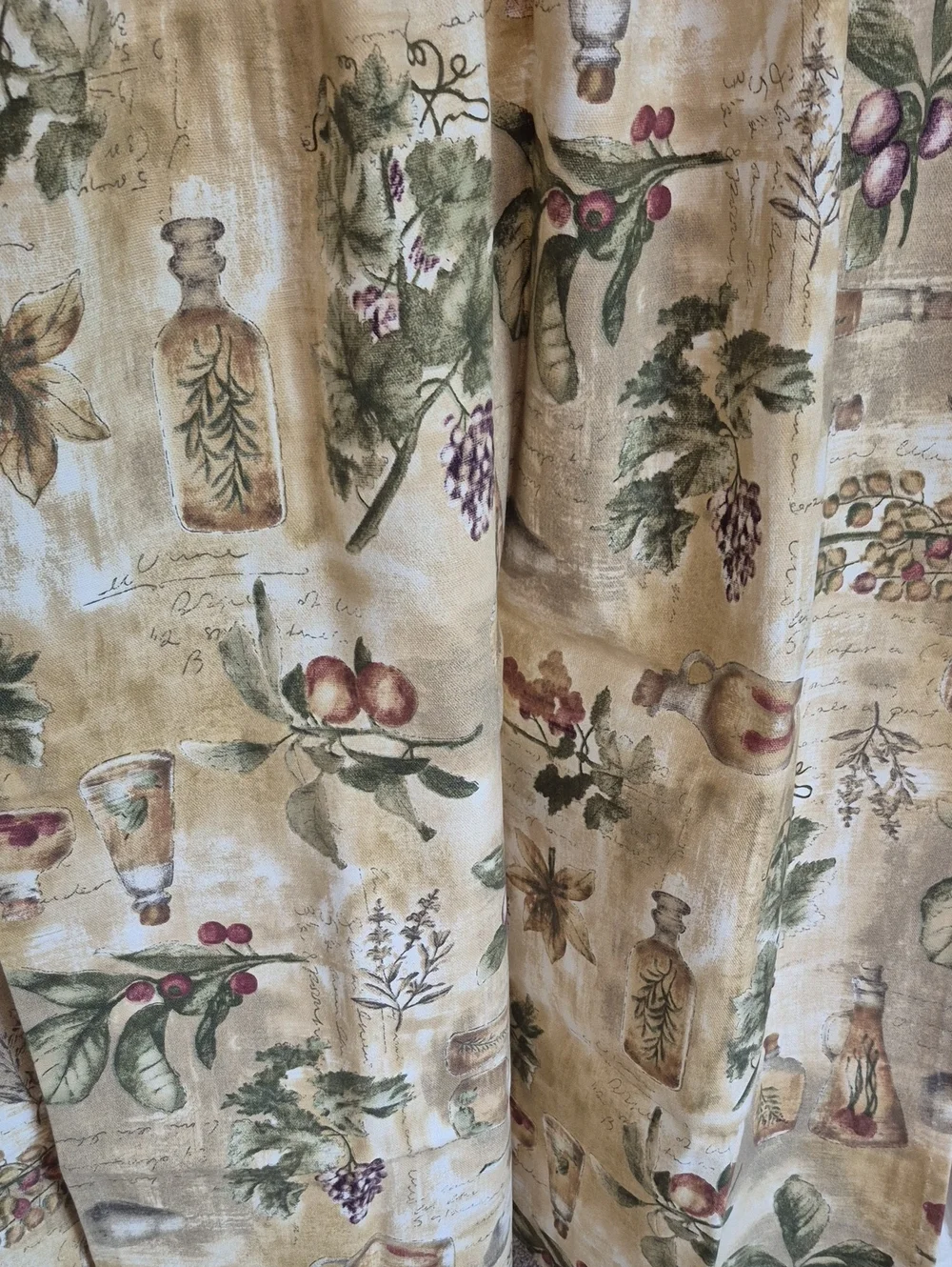 Two Golden Beige Botanical Print Valance Curtains 27x34 (54x34)